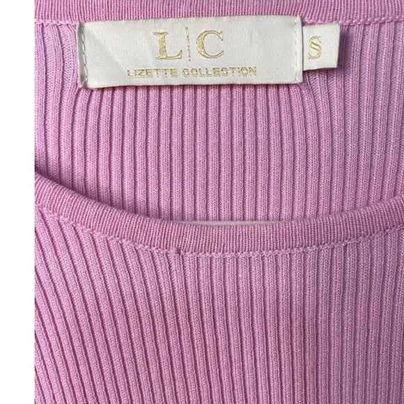 Lizette Collection pink crop sweater with heart rhinestones,‎ Size Small - Picture 4 of 10